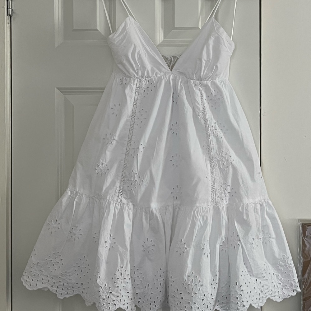 Zara white embroidered dress